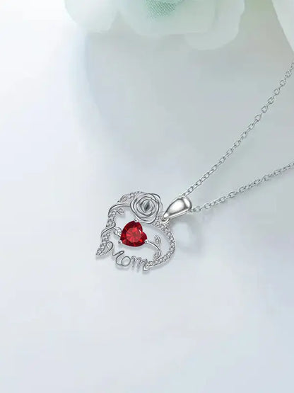 Rose Jewelry Gift Box With Heart Rose Mom Pendant Necklace