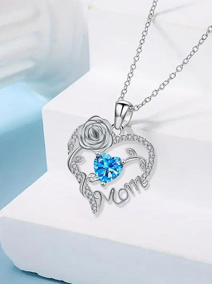 Rose Jewelry Gift Box With Heart Rose Mom Pendant Necklace
